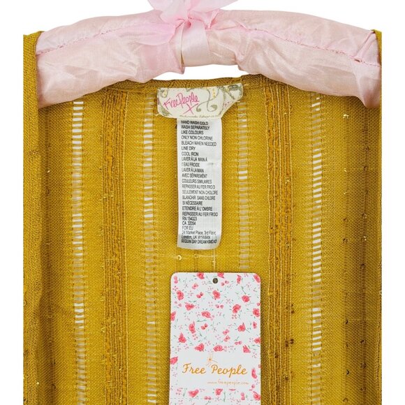 NWT Free People Golden Yellow Sequin Kimono | Boho Whimsigoth Coastal Cowgirl OS - Picture 12 of 16